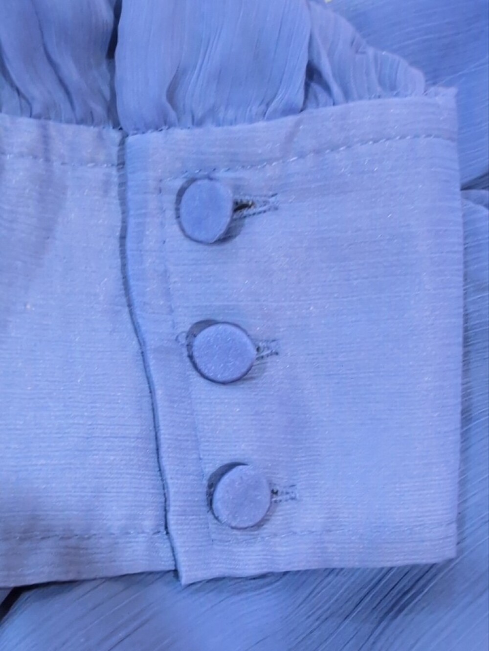 Banana Republic Cobalt Blue Ruffle-Front Sheer Button Down Shirt - Picture 9 of 9